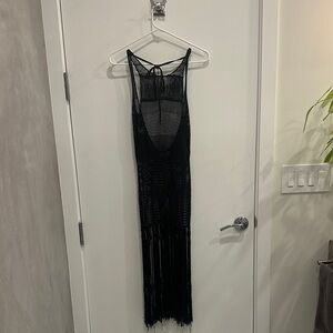 Lovers + Friends Black Mesh Swim Coverup